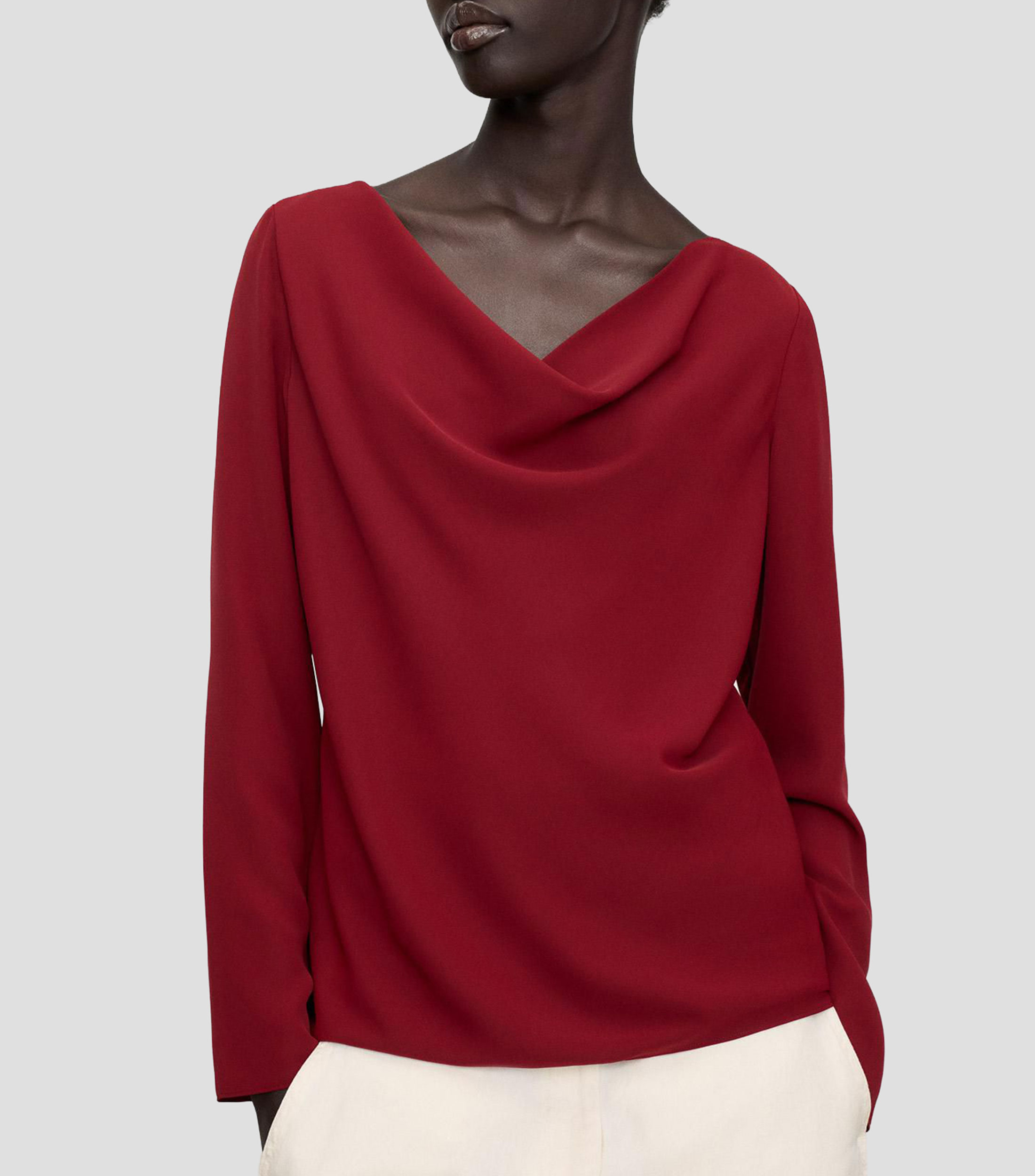 Blusa lisa manga larga Mujer